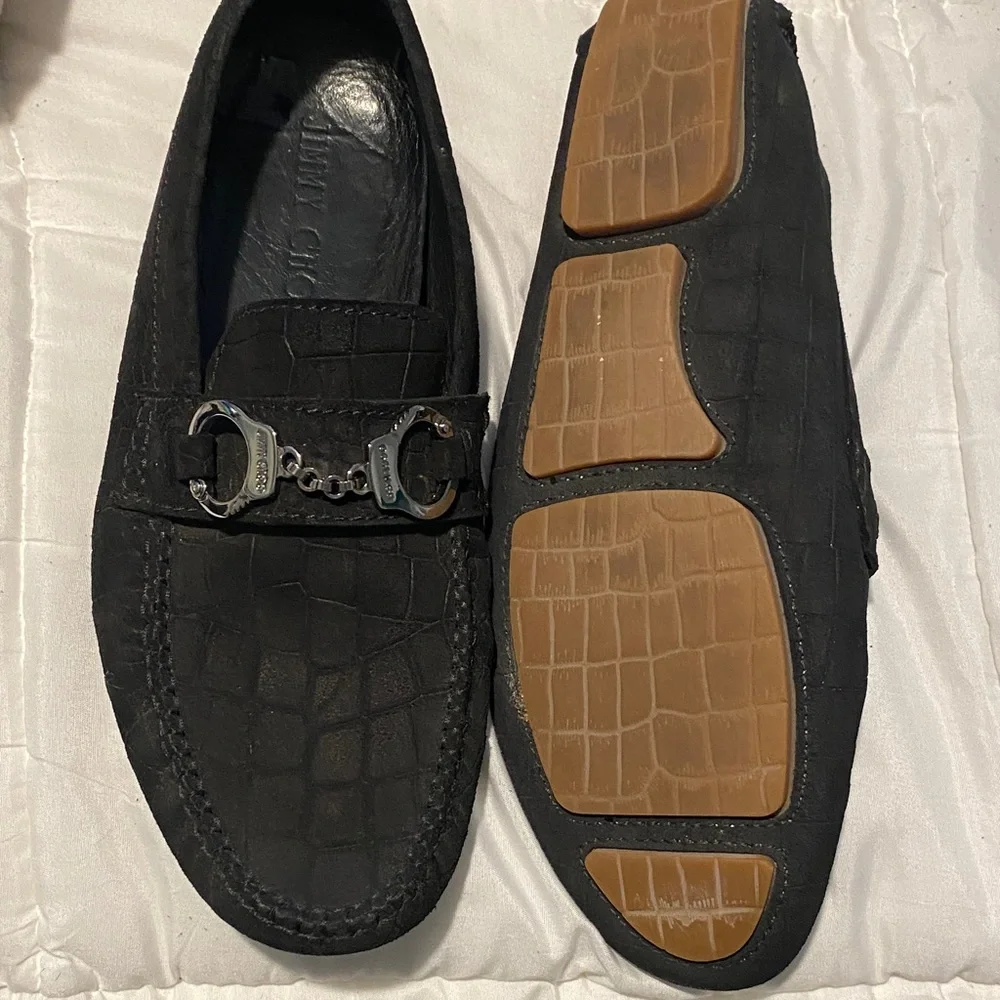 Men's Black Leather Jimmy CHOO Loafers - Picture 2 of 3